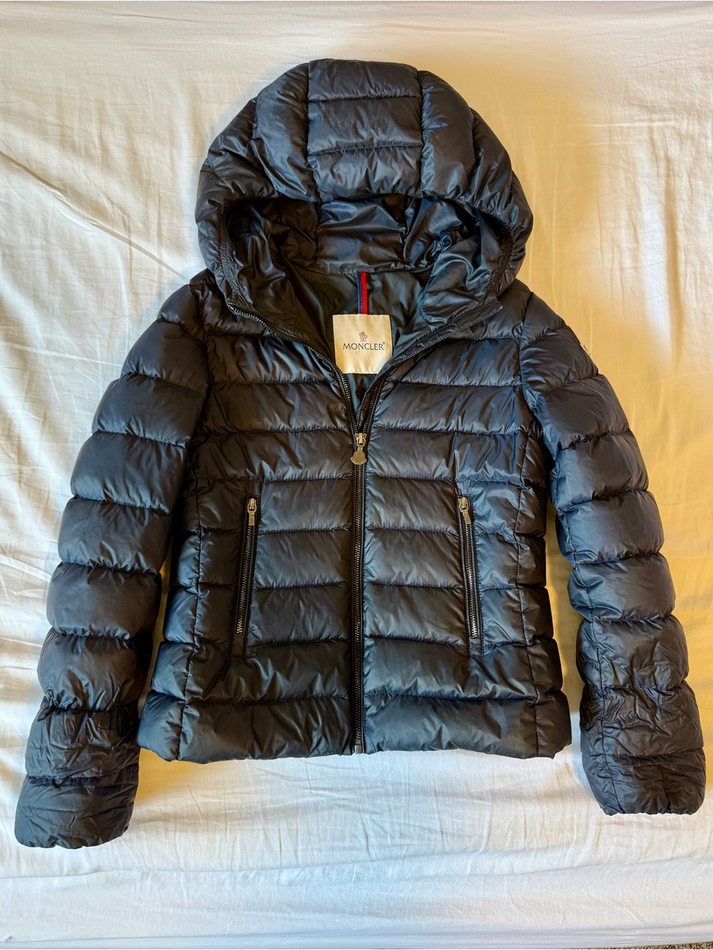 Moncler Kids Navy Hooded Quilted Down Puffer Jacket